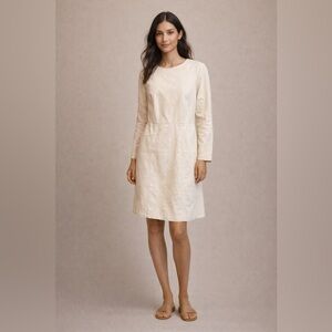 Banana Republic Size 14 Beige Long Sleeve 100% Cotton Y2K Dress New